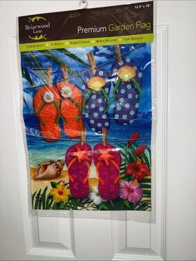 Briarwood Lane Premium Garden Flag - Bright Beach Flip Flops